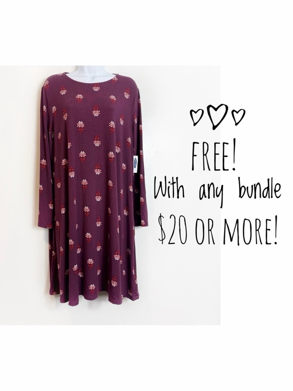 Old Navy Burgundy Floral Dress *Flawed*
